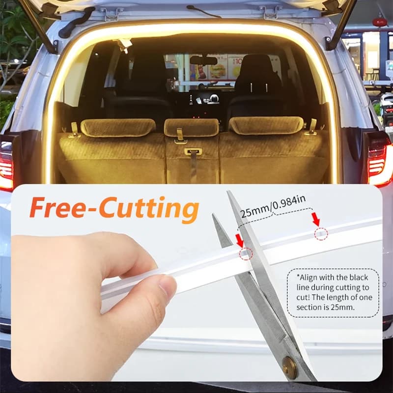 Car Trunk Dynamic Flowing Light Strip 400cm Automatic On/Off Scanning Lamp Flexible Waterproof Light Strip Hidden Installation