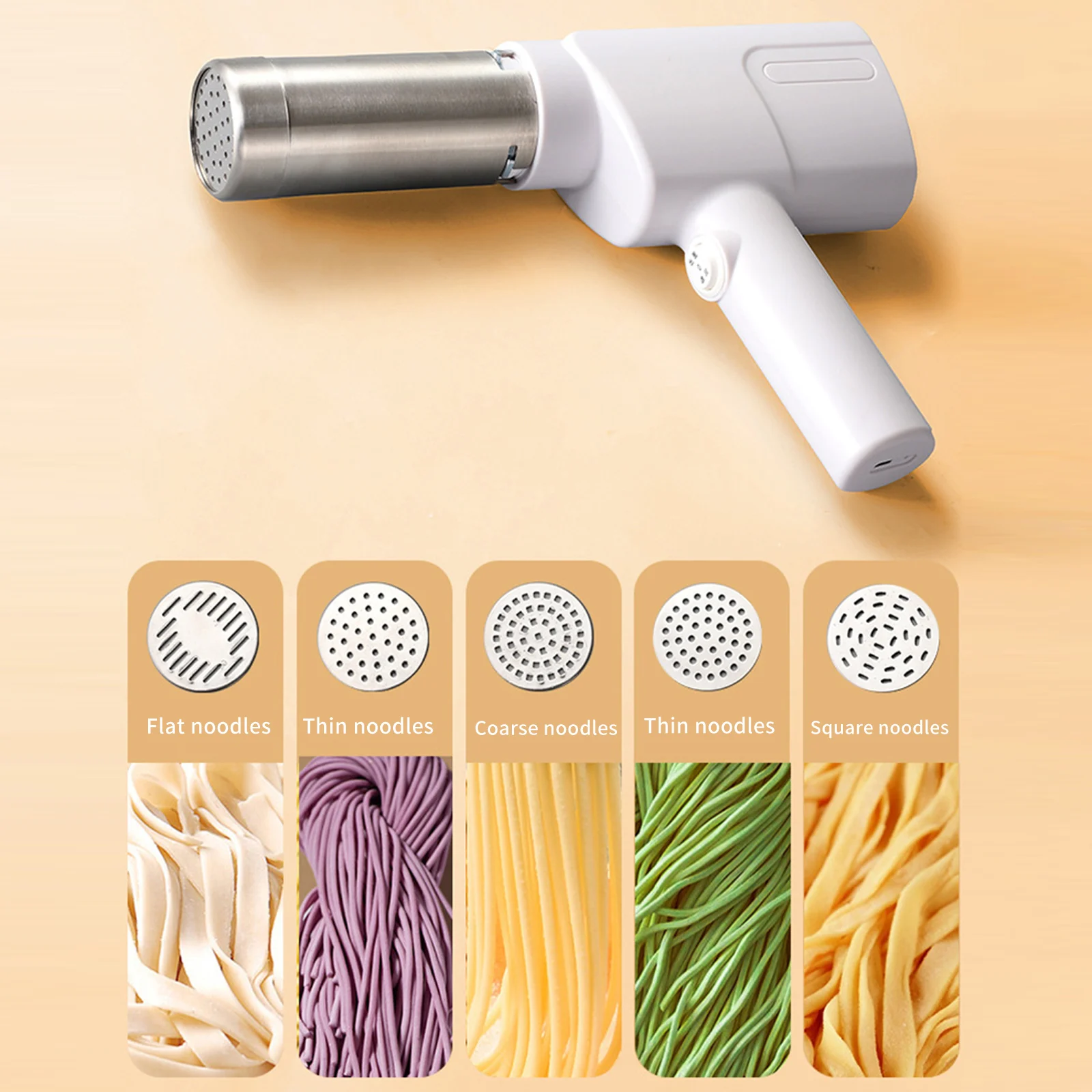 Wireless Noodle Maker Electric Pasta Maker Machine with 1500 mAh Battery, Easy Clean Home Kitchen Tool, Ideal for Homemade Ramen