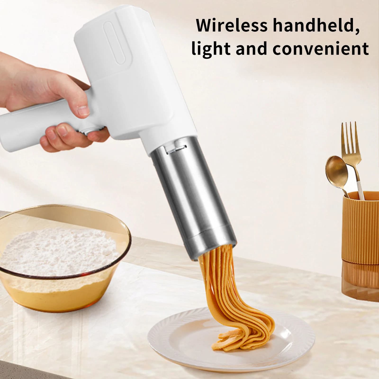 Wireless Noodle Maker Electric Pasta Maker Machine with 1500 mAh Battery, Easy Clean Home Kitchen Tool, Ideal for Homemade Ramen