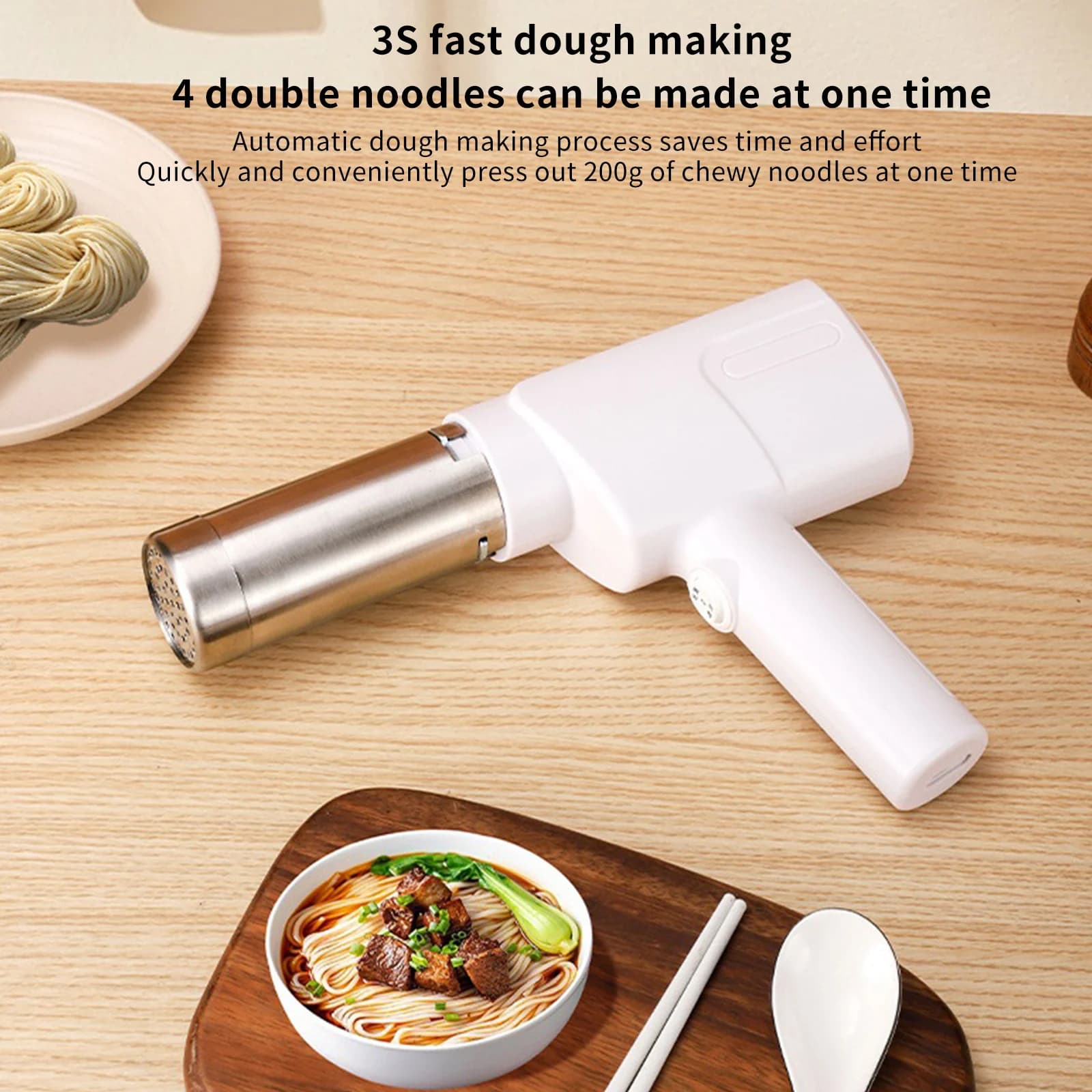 Wireless Noodle Maker Electric Pasta Maker Machine with 1500 mAh Battery, Easy Clean Home Kitchen Tool, Ideal for Homemade Ramen